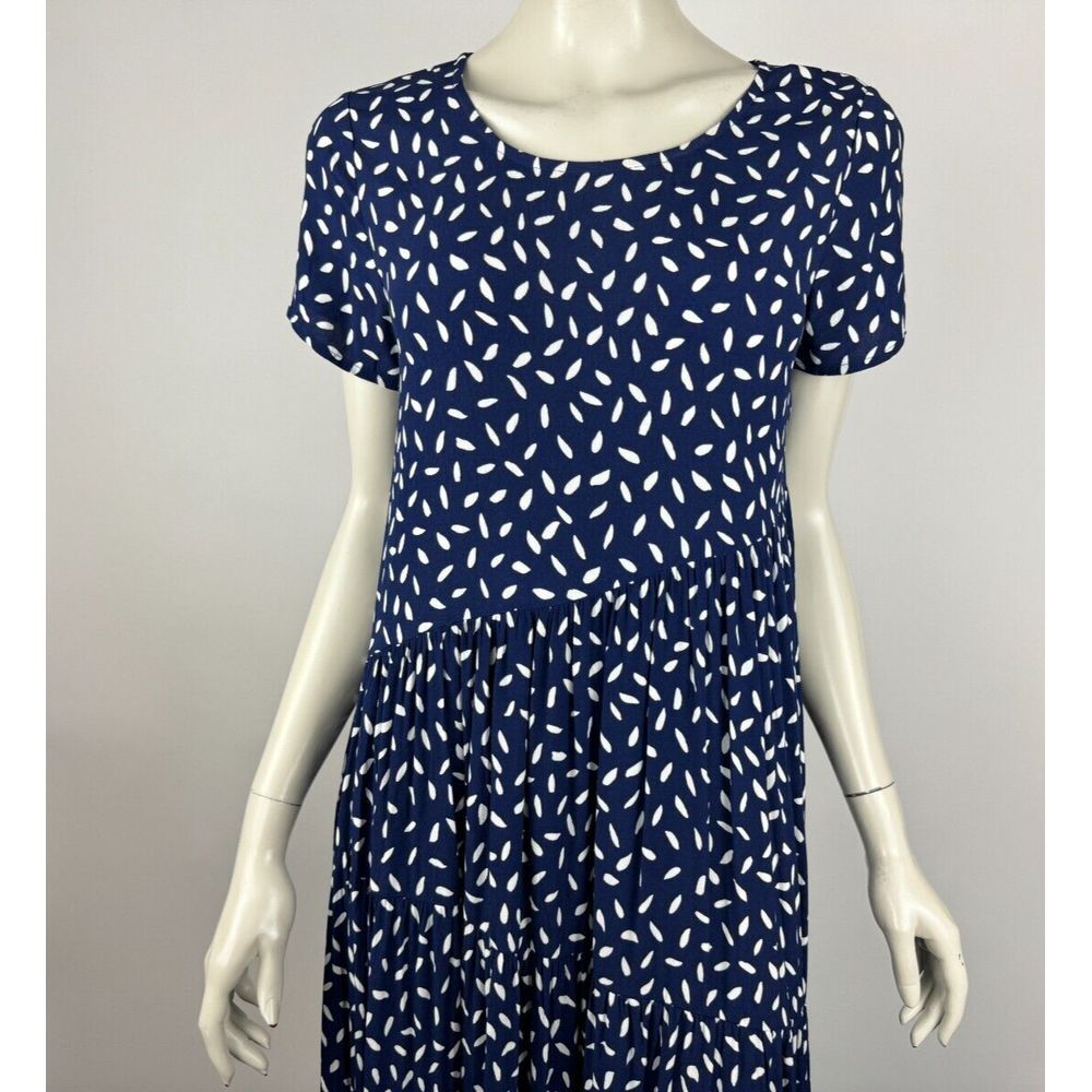 Mister Zimi Short Sleeve Maxi Dress Women 4 EUC Scoop‎ Neck Blue Lightweight - Picture 9 of 16